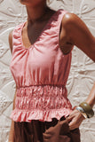 Lucilla Shirred Waist Top Petal Pink