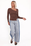 Ethel Asymmetrical Knit Top Chocolate