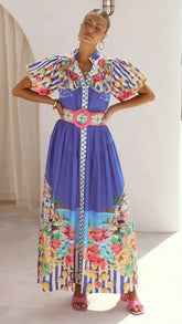 Bloom Maxi Dress Positano Cobalt