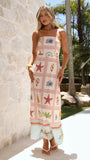 Zelena Strapless Maxi Dress Penida Print
