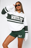 Decade Classics Varsity Zip Front Sweater Grey Marle Dark Green