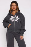Lucky Thirteen Audrina Boxy Zip Front Hoodie Volcanic