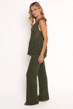Fefe Textured Knit Pants Olive