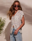 Mistie Abstract Button Down Top