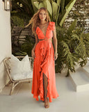 Soleil Cutout Ruffle Maxi Dress