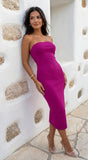 Avalon Ribbed Tube Midi Dress Magenta Pink