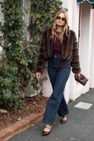 Velma Channel Faux Fur Jacket Chocolate