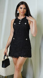 Belarus Crochet Lace Mini Dress Black