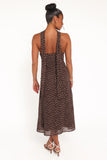 Elva Halterneck Midi Dress Brown Polka Dot