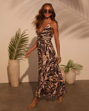 Palm Paradise Front Tie Maxi Dress