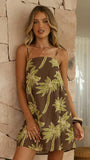 Bethani Mini Dress Brown Green Palm