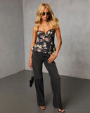 Shadow Rose Satin Lace Trim Top