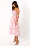 Carter Strapless Midi Dress Pink Floral