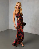 Modern Day Glam Printed One Shoulder Asymmetrical Maxi Dress