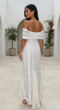 Lunessa Lace Off Shoulder Maxi Dress Cream White