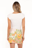 Calypso Wrap Mini Skirt Yellow Spring Floral