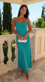 Amelie Ruched Open Back Maxi Dress Aqua green
