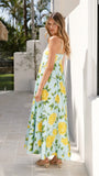 Kaethe Maxi Dress Lemon Aqua Floral
