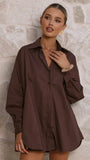 Rebekah Long Sleeve Button Up Shirt Chocolate