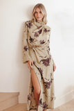 Kristyn Long Sleeve Midi Dress Olive Floral