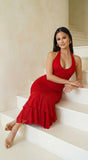 Nerisse Halter Midi Dress Red
