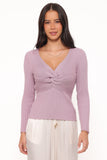 Demi Twist Detail Knit Top Lavender