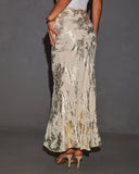 Golden Spell High Waisted Midi Skirt