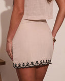 Santorini Spark Embroidered Abstract Mini Skirt
