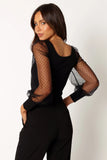 Wesson Sheer Sleeve Top Black