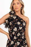 Layley One Shoulder Maxi Dress Black Floral