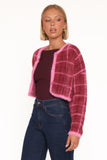 Viola Plaid Button Front Cardigan Burgundy