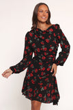 Mariska Long Sleeve Mini Dress Rose Print