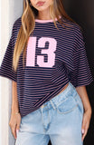 Good Old Days Oversized Tee Pink Navy Stripe