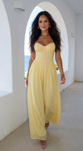 Orlaya Chiffon Wide Leg Jumpsuit Yellow