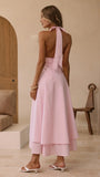 Kathy Halter Neck Maxi Dress Light Pink