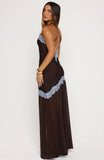 Perfect For You Halter Maxi Dress Dark Chocolate Powder Blue
