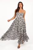Achanti Pleated Maxi Dress White Black Floral