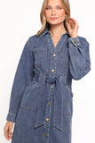 Ballina Long Sleeve Midi Dress Blue Denim