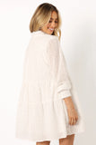 Delia Long Sleeve Mini Dress White