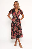 Logen Floral Midi Dress Black Floral