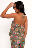Henri Halter Top Olive Print