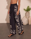Korinna Floral Print Drawstring Wide Leg Pants
