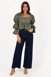 Kenny Top Green Paisley Floral