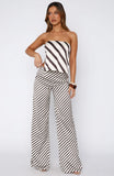 Cant Let Go Pant Ecru Choc Stripe