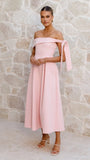 Bentley Off Shoulder Midi Dress Pink