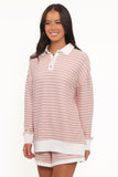 Dealia Knit Short Set Pink Stripe