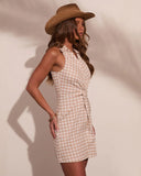 Kaycey Gingham Print Mini Shirt Dress