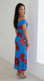 Azura Floral One Shoulder Maxi Dress Blue Multi