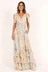 Christabel Tiered Maxi Dress Blue Floral