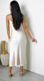 Lai Satin Midi Dress Cream